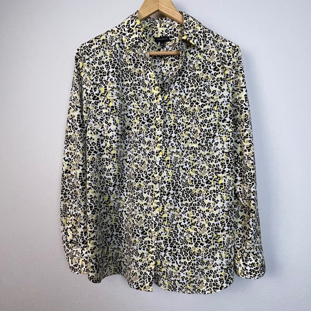 Talbots Animal Print Button Up Workwear‎ Casual Shirt Women's Sz 12 Everyday L/S